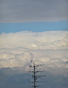 antenna, clouds, cloudscape, sky, ether, colors, antenna system