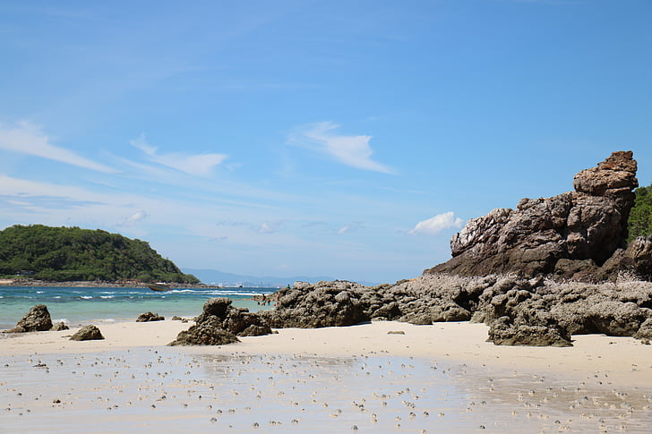 Taizeme, pludmale, okeāns, jūra, krasta, akmeņi, salas