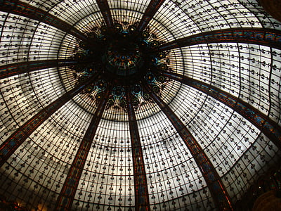 Les galeries lafayette, Paris, Frankrike, tak, arkitektur, fönster, inomhus
