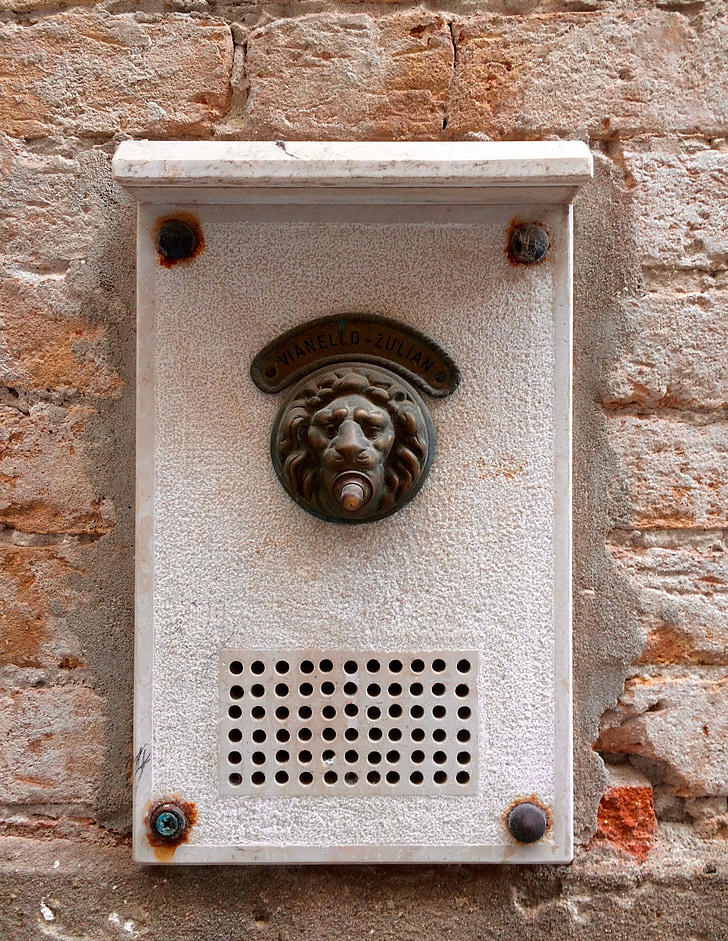 dörrklocka, Venedig, lejon, Vintage