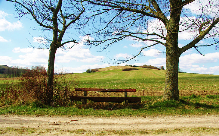 банка, дървена пейка, пейка, природата, вън, щракнете върху, седалка