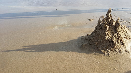 areia, Castelo de areia, sol, mar, observar