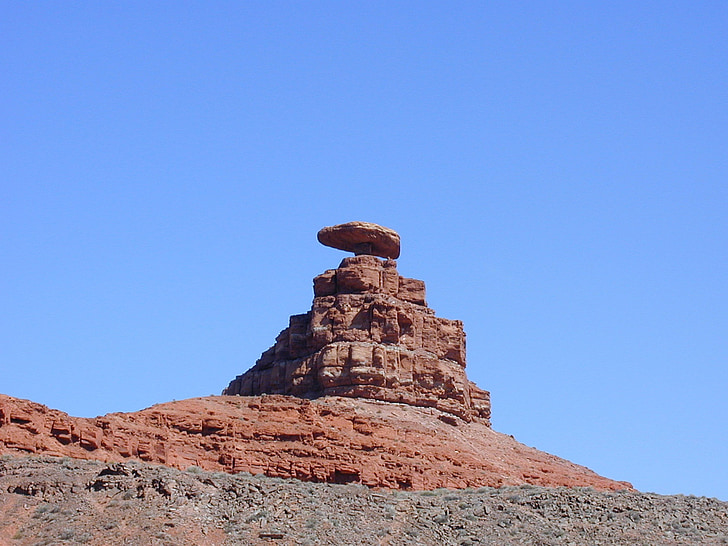 mexikansk hatt rock, monument valley, Utah, stenbildning, öken, naturen, landskap