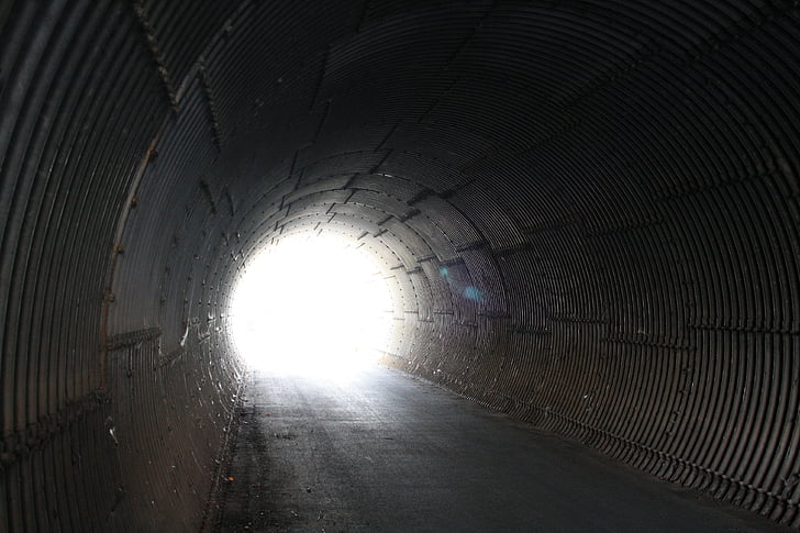tunnel, light, corrugated sheet, away, underpass, hell