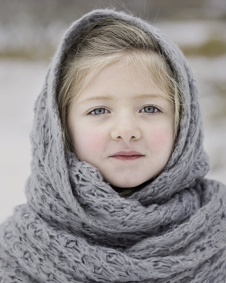 winter, scarf, cold, season, girl, young, cute