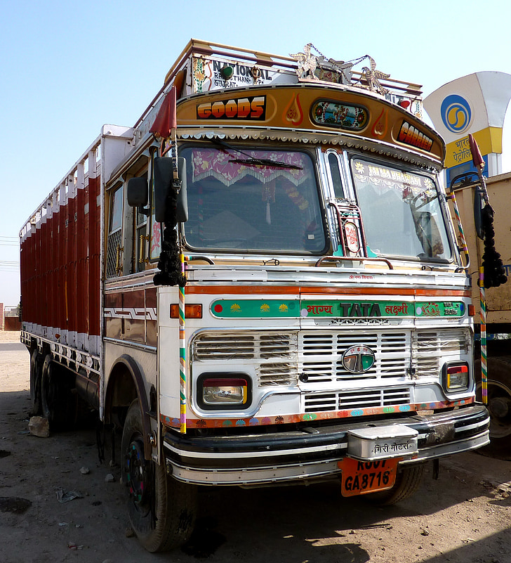 Inde, camion, véhicule, transport, véhicule utilitaire, transport, bus