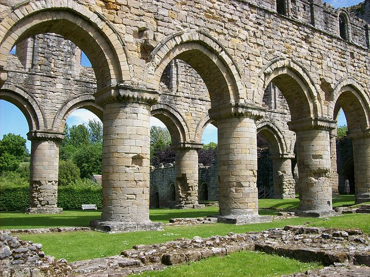 Abadía de buildwas, Inglaterra, Gran Bretaña, columnas, ruinas, sigue siendo, histórico