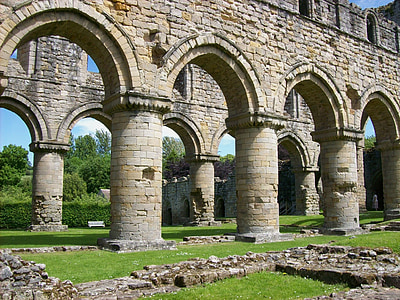buildwas abbey, england, great britain, columns, ruins, remains, historical