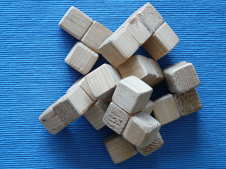 trencaclosques, cub, bloc de fusta, joguines, joguines de fusta, construir, peça de trencaclosques