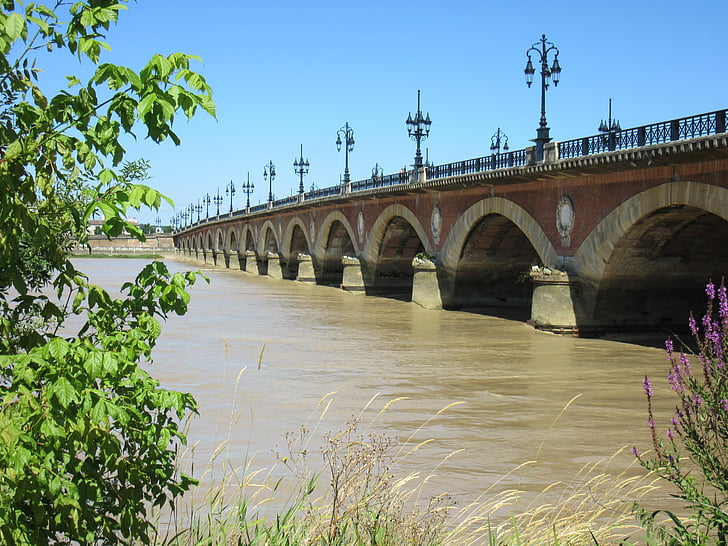 perspektif, Jembatan, Jembatan batu, Bordeaux, Sungai