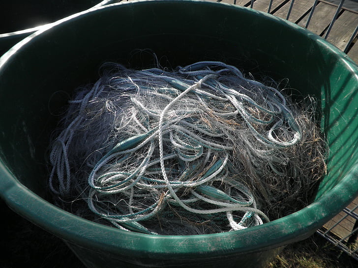 rybárska sieť, skladovanie, plast, nylon, žiabrová sieť