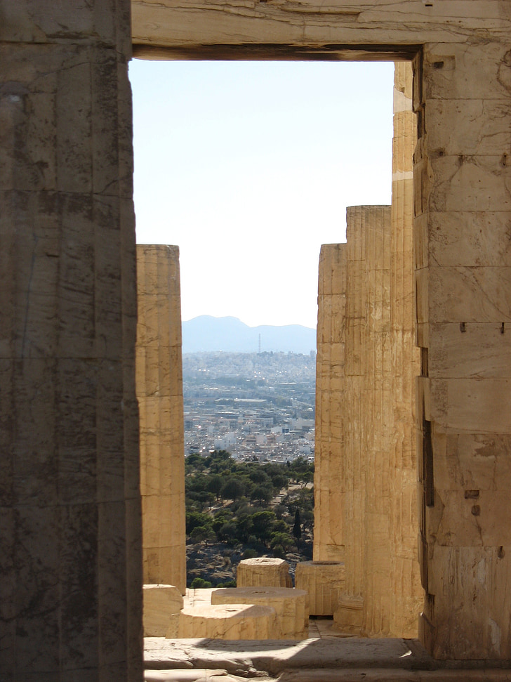 athens, acropolis, temple, greece, pillars, scenic, landscape