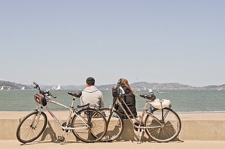 romantiek, fiets, Oceaan, jachten, liefde, vakantie, San francisco