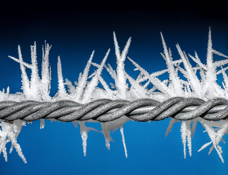Ice, Wire, vinter, blå, kolde, metal, hegnet