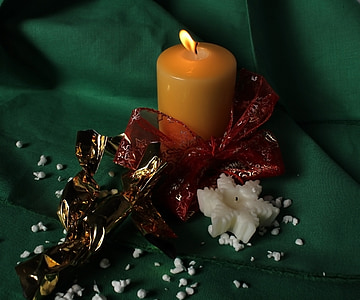静物, 圣诞节静物, 弓, 蜡烛