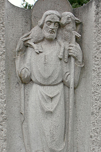 Saint christophorus, cứu trợ, bức tượng, con số, đá, điêu khắc đá, tác phẩm điêu khắc