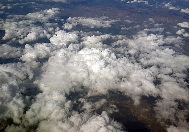 aeronaus, l'aeroport, aire, cel, és en l'aire, alta, núvols