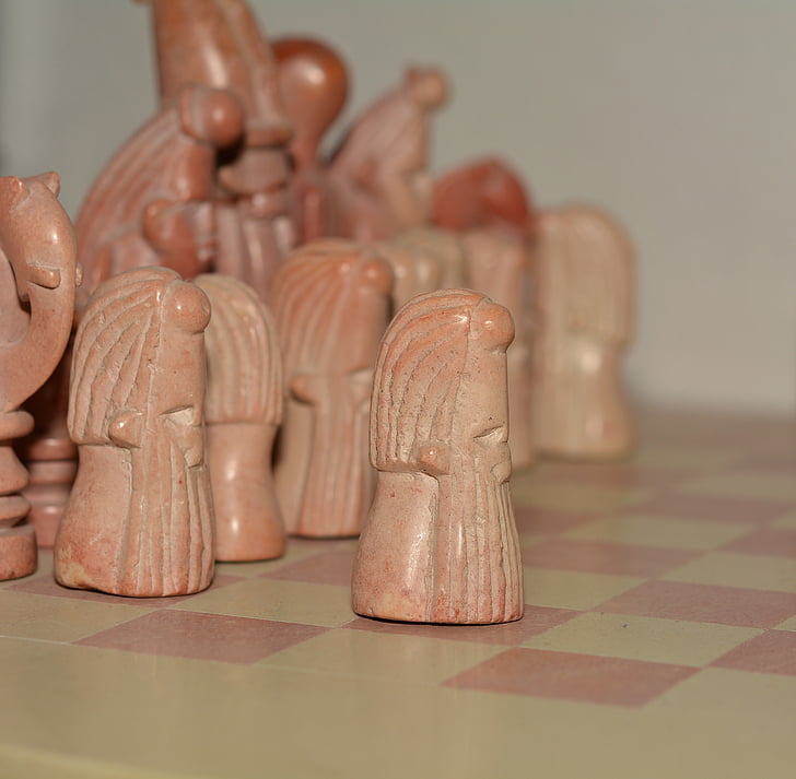 chess pieces, stone, chess game, close