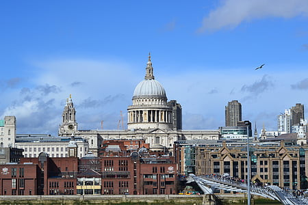 Lontoo, Sun, sininen, taivas, kirkko, Iso-Britannia, arkkitehtuuri