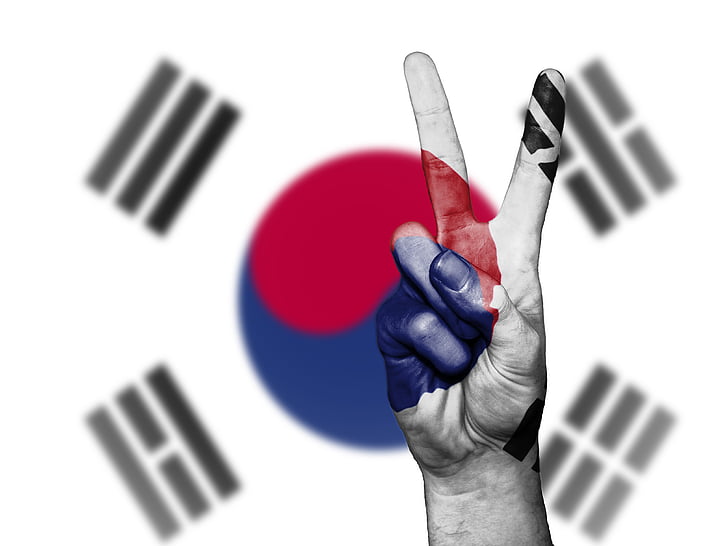 Pietų Korėja, Pietų, Korėja, taikos, ranka, tautos, fono