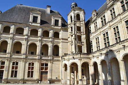 Chambord, Chateau de chambord, tečaj, spiralno stubište, arkada, lukovi, Windows