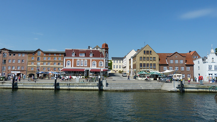 Schlei, vandens, – Kappeln, Meklenburgo, uosto, pastatas, alėja