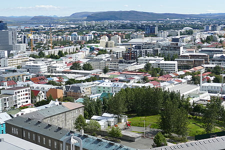 Island, Reykjavik, Hallgrímskirkja, Outlook, Visa, Panorama, staden
