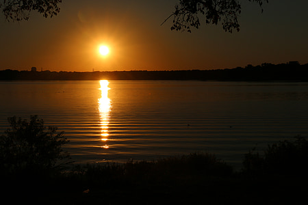 dallas, tx, sundown, sunset, nature, lake, water