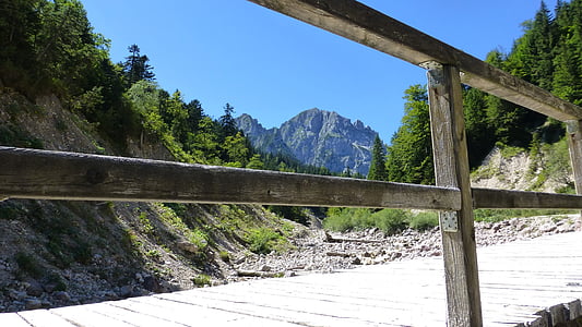 Tirol, Sababurg austria, punta de Kölle, montañas, torrent, natural, puente