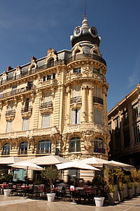 Montpellier, homlokzat, épület, épület homlokzat, építészet, épület külső, városi táj
