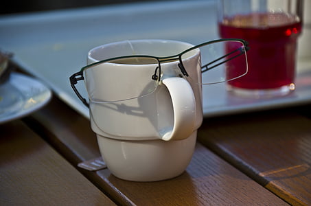 glasses, cup, face