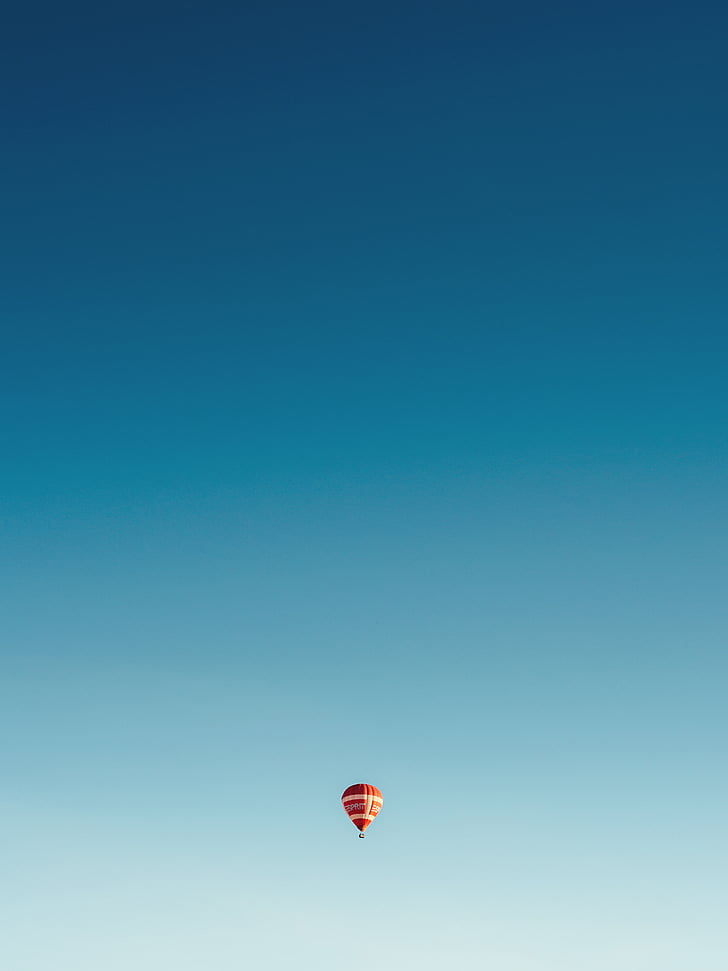röd, vit, heta, luft, ballong, luftballong, blå