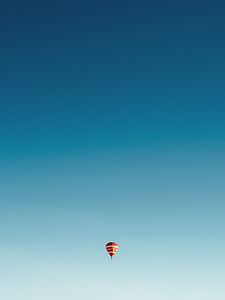 rood, wit, hete, lucht, ballon, hete luchtballon, blauw
