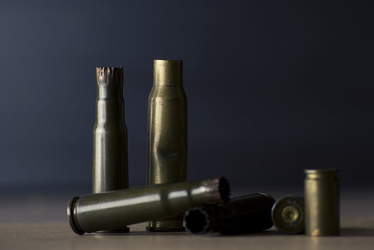 Bullet shell, ase, metalli, sotilaallinen, ammukset, luoti, vaara