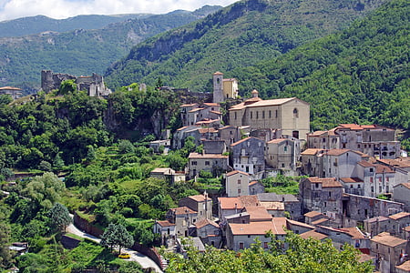 Papasidero, Calabrië, Italië, land, dorp, Borgo, Pollino