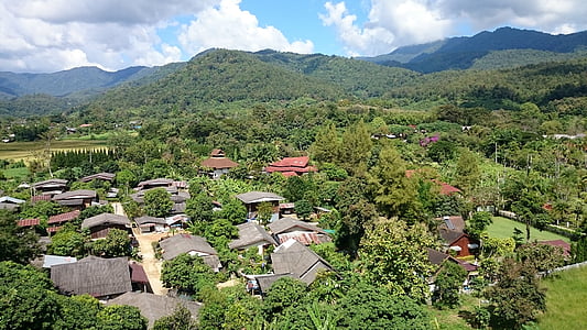 village, natural, countryside, thailand, rural, mountain, landscape mountain