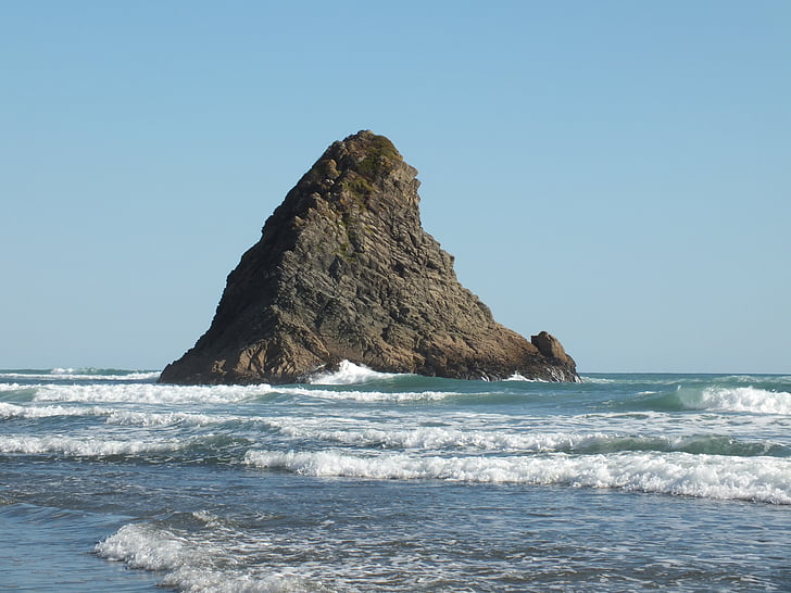 vlny, Sky, Beach, Rock, Nový Zéland, more, Ocean