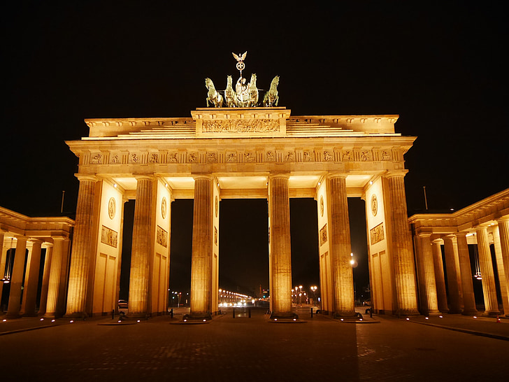 Бранденбургската врата, Берлин, исторически, гол, сграда, история, Германия