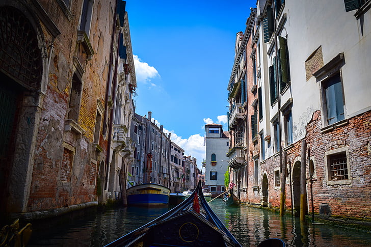 Venice, kanāls, ēkas, arhitektūra, struktūra, laiva, ūdens