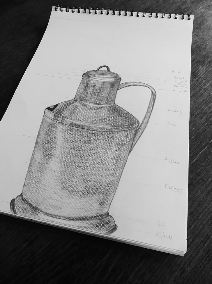 drawing, drawing lessons, sketch, pot, block, paper, paint