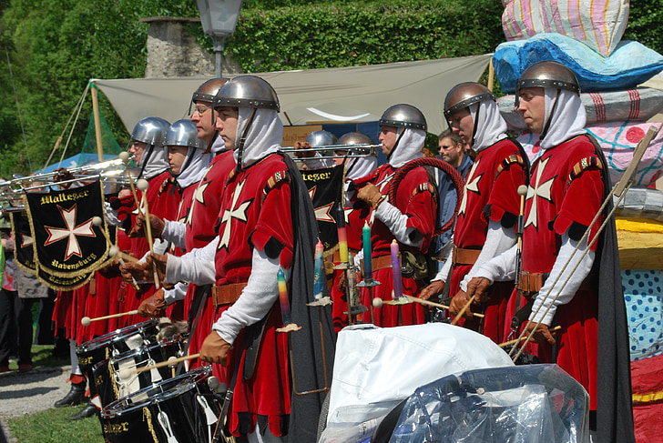 banda, cavallers, Croades, guerrer, armadura, marxant, medieval