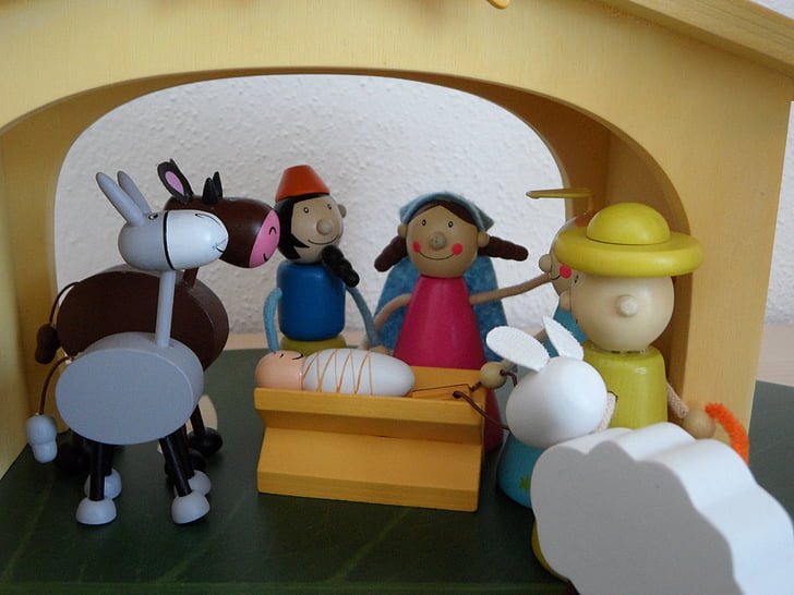 lit de bébé, santons, enfants, Christmas, chiffres, enfant, Maria