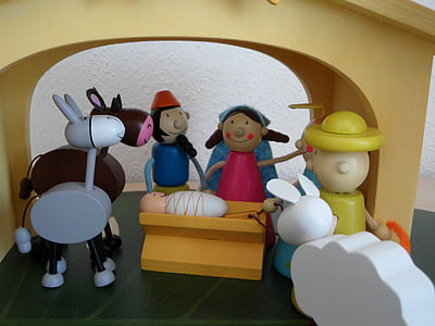 lit de bébé, santons, enfants, Christmas, chiffres, enfant, Maria