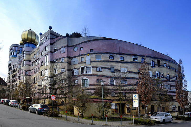 Darmstadt, Hesse, Saksa, Metsä spiral, Hundertwasserhaus, Friedensreich Hundertwasserin, Art
