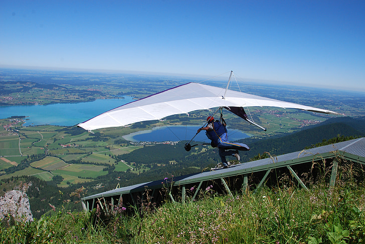 füssen, bavaria, hang glider, flying, space, germany