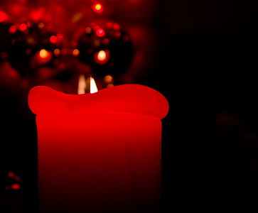 Коледа, свещ, червен, Деко, romantsich, мълчи, abendstimmung