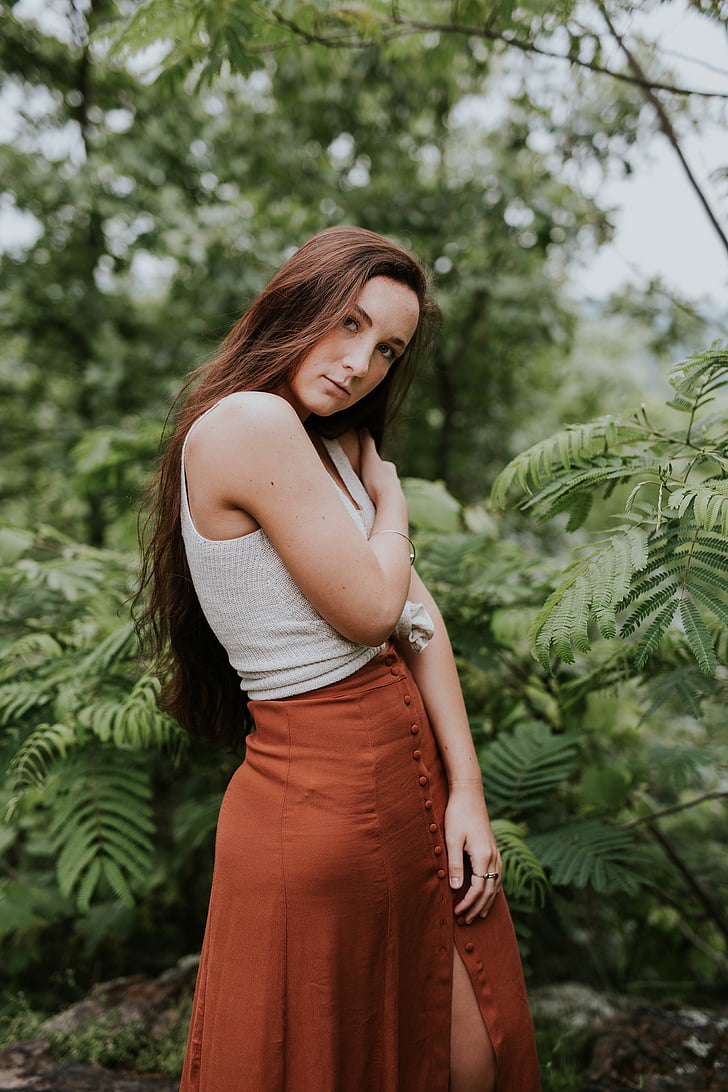 people, girl, woman, long, hair, green, trees