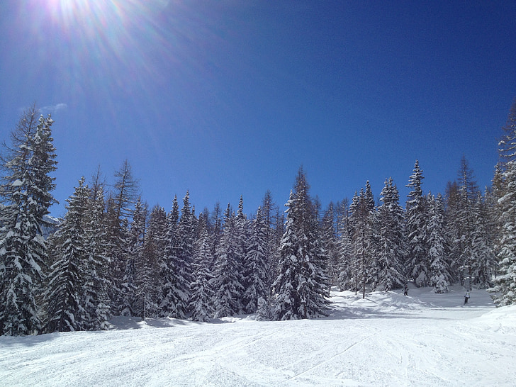 Ski, hó, nap, téli, táj, hegyi, Alpok