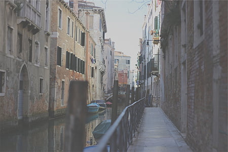 voie de, à côté de, corps, eau, béton, Ouvrages d’art, Venise