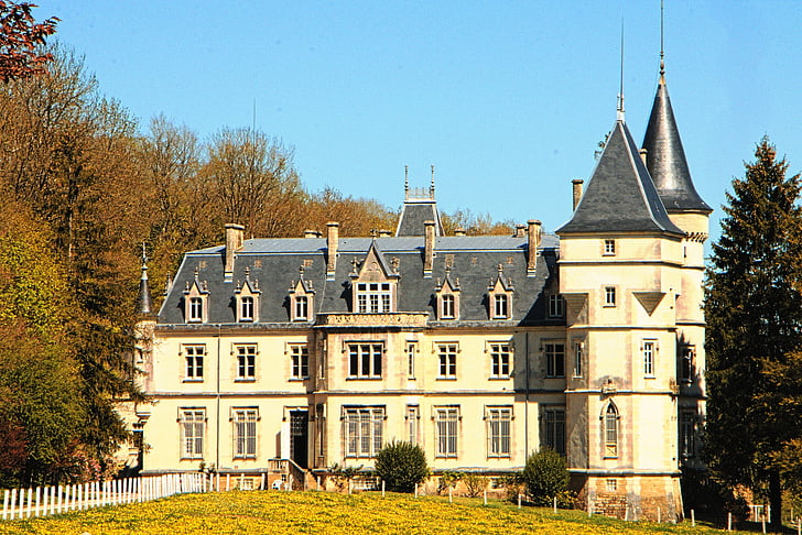 Burgund, domecy, monument, slottet, hvit, grå, Frankrike
